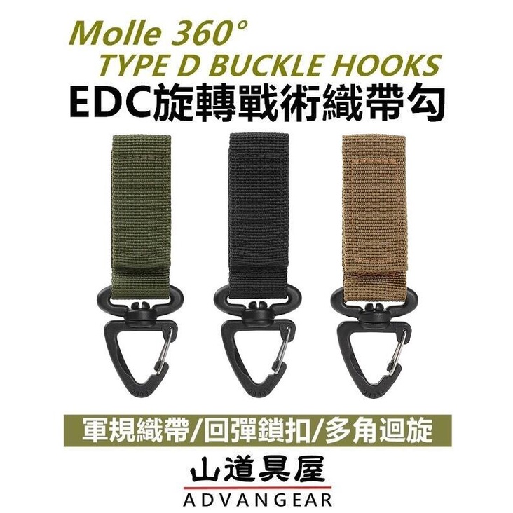 【山道具屋】Molle EDC 360°軍規旋轉織帶戰術掛勾/背帶扣/魔鬼沾固定織帶