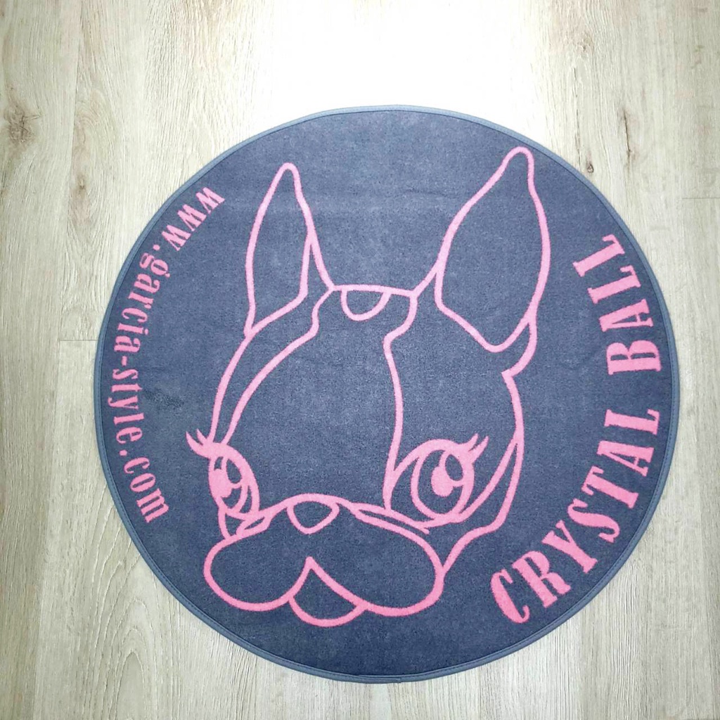 狗頭包CrystalBall波士頓㹴犬圖案狗頭造型止滑地墊浴室墊吸水墊地毯圓形地墊31-5