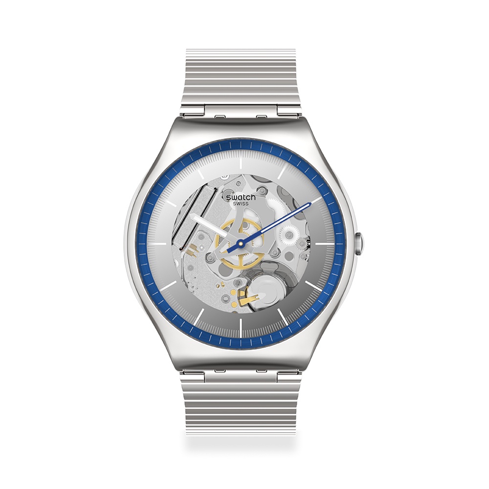 【SWATCH】Skin Irony 超薄金屬 手錶RINGING IN BLUE42mm 瑞士錶 SS07S116GG