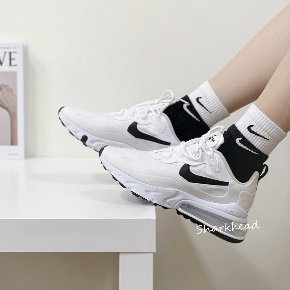 【Sharkhead】現貨 Nike Air Max 270 React 黑白 熊貓 氣墊 白 CI3899-101 女