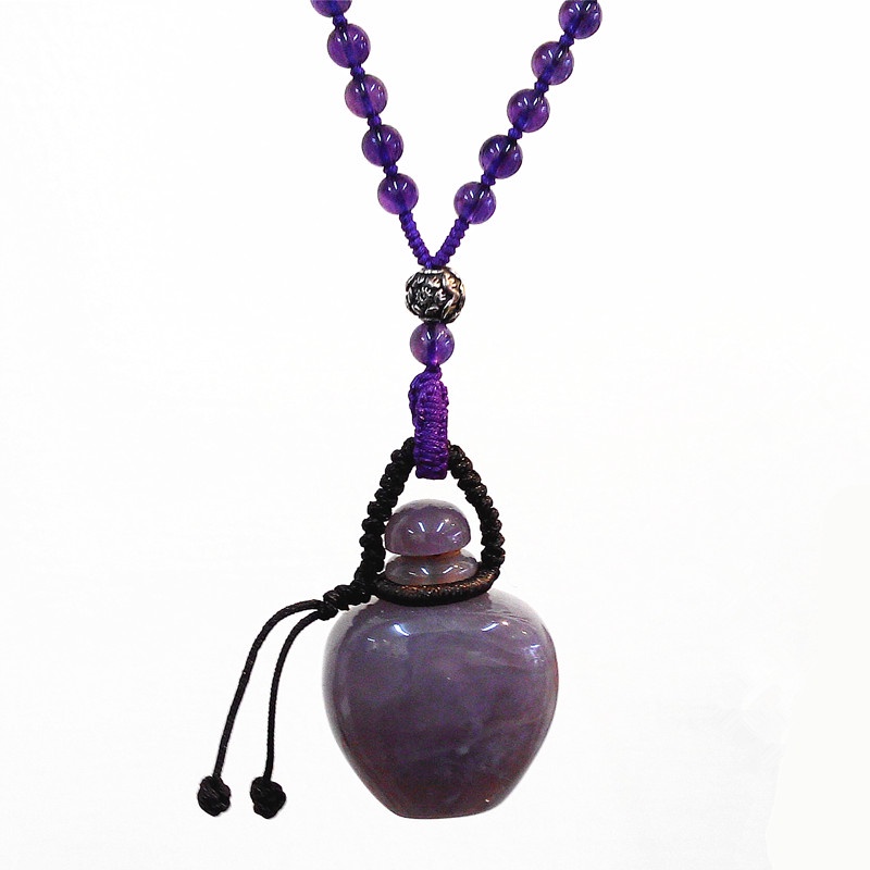 天然紫玉髓精油香水隨身瓶吊飾紫水晶項鍊辟邪化煞人際關係