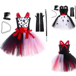 【Cherry】黑白魔女庫伊拉萬聖節服cosplay全套服裝惡魔小魔女 女童蓬蓬紗裙