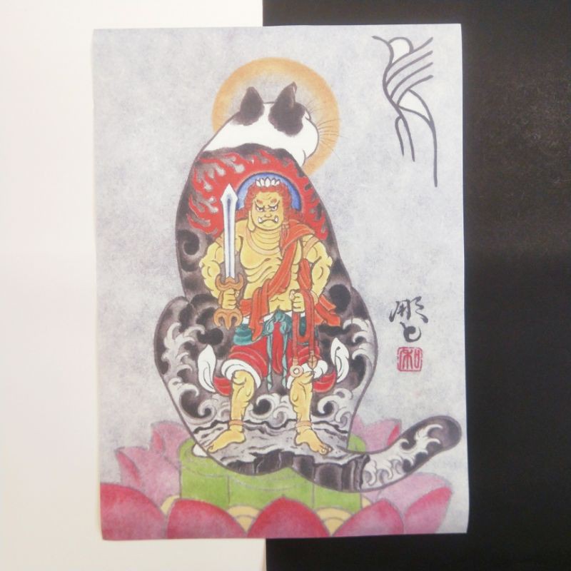 日本 刺青貓 武士貓 貓 漫畫 復古 A3 白牛皮紙 牛皮海報 卡通 裝飾 壁紙 海報