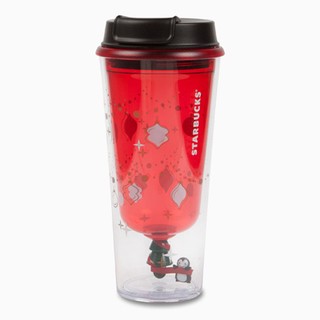 Starbucks 台灣星巴克 2013 聖誕節 歡樂旋轉企鵝隨行杯 12oz 聖誕樹 耶誕節 旋轉公仔 寶貝