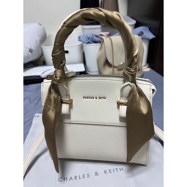 正品 CHARLES & KEITH  小ck包 絲巾扭結手提包 斜背包 肩背包