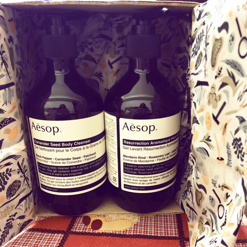全新正品Aesop 芫荽籽身體潔膚露&amp;賦活芳香手部清潔露禮盒
