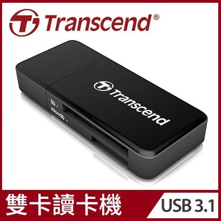 @淡水硬漢@Transcend 創見 RDF5 讀卡機 高速 USB 3.1 SD 記憶卡雙槽讀卡機-黑 另有白色