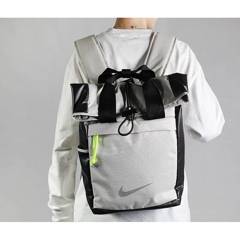 Nike耐吉雙肩包男士書包帆布配皮雙肩背包學生後背包| 蝦皮購物