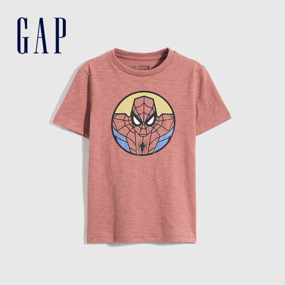 Gap 男童裝 Gap x Marvel漫威聯名 純棉短袖T恤-陶器紅(689819)