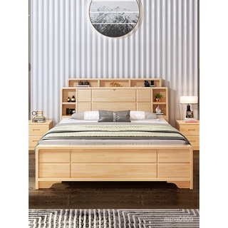 【床架 雙人床】全實木床現代簡約傢具床單人床雙人帶書架傢用1.5米1.8m床1.2床架傢俱現貨 JBH6
