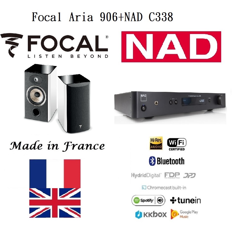 喜龍音響 法國原裝喇叭 Focal Aria 906+英國品牌擴大機 NAD C338 歡迎私訊聊聊詢問優惠價～