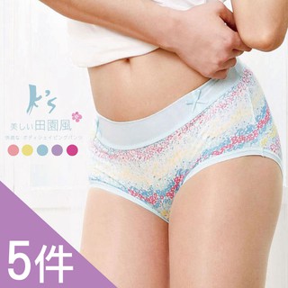 【K's凱恩絲】田園系列專利有氧蠶絲內褲-5件組(每款式各1件)