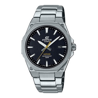 【CASIO】EDIFICE 輕薄系列藍寶石玻璃八角圈髮絲紋設計-黑面/白面 EFR-S108D系列