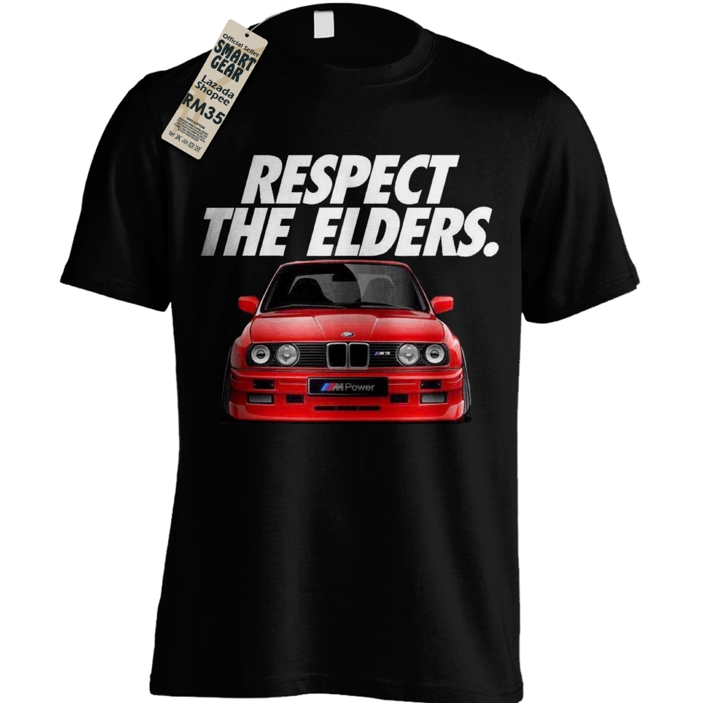 Respect The Elders BMW E30 經典復古標誌汽車賽車 t 恤 t 恤 100% 棉上衣 t 恤