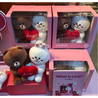 現貨💕正版 熊大兔兔情侶玩偶娃娃韓國熊大情侶娃娃組20cm可愛line friends 韓國兔兔絨毛娃娃擺飾品愛心禮物