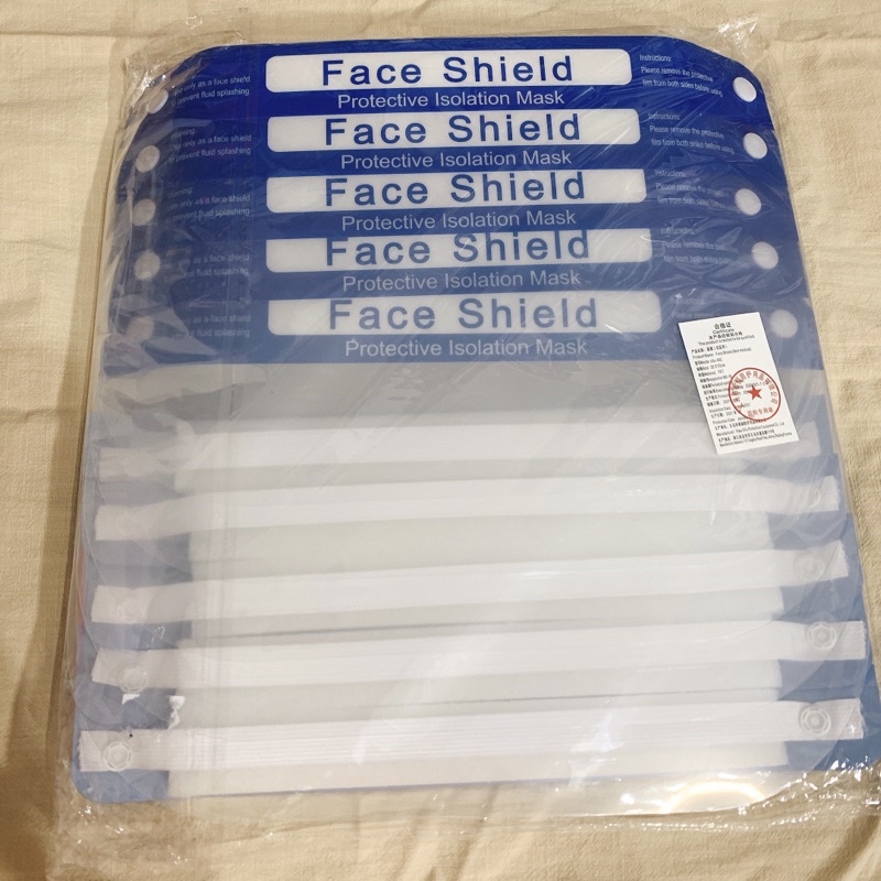 全新Face Shield防護面罩 10入