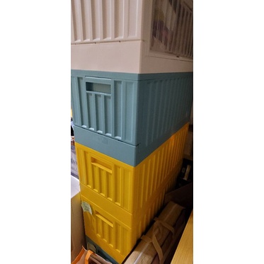 美國老人州 完美主義 台灣製貨櫃 DIY 收納椅 收納箱 收納櫃 折疊椅 組合椅 湖水藍 黃色 兩套一組 自取