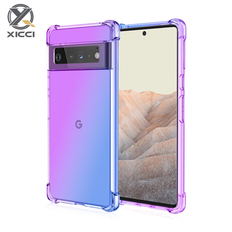 XICCI適用於谷歌Pixel 4 4XL 4A 5 5A 6 6A 6 Pro漸變色保護套軟矽膠手機殼