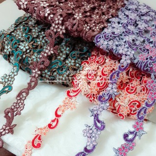 『ღIAsa 愛莎ღ手作雜貨』牡丹刺繡水溶小花邊DIY旗袍滾邊裝飾貼花民族風窗簾裝飾寬1.5cm
