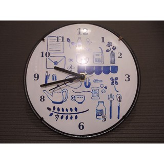 文青風青鳥小鳥藍花鐘 時鐘掛鐘計時計直徑19.5公分