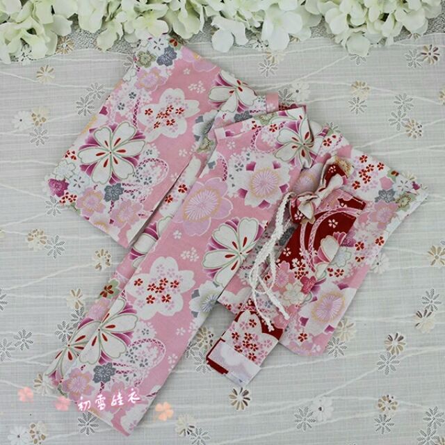 粉色蝴蝶浴衣和服和風日系bjd Sd 娃娃衣服燙金1 4分3分四分6分小布振袖 蝦皮購物