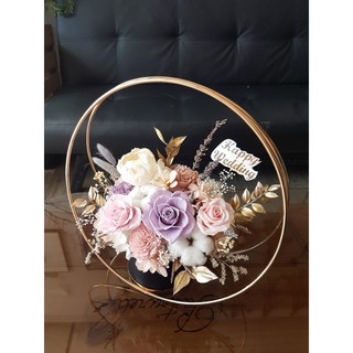 海藏花苑P.D Florist｜昂列斯特。粉紫奢華金環桌花。祝賀花禮