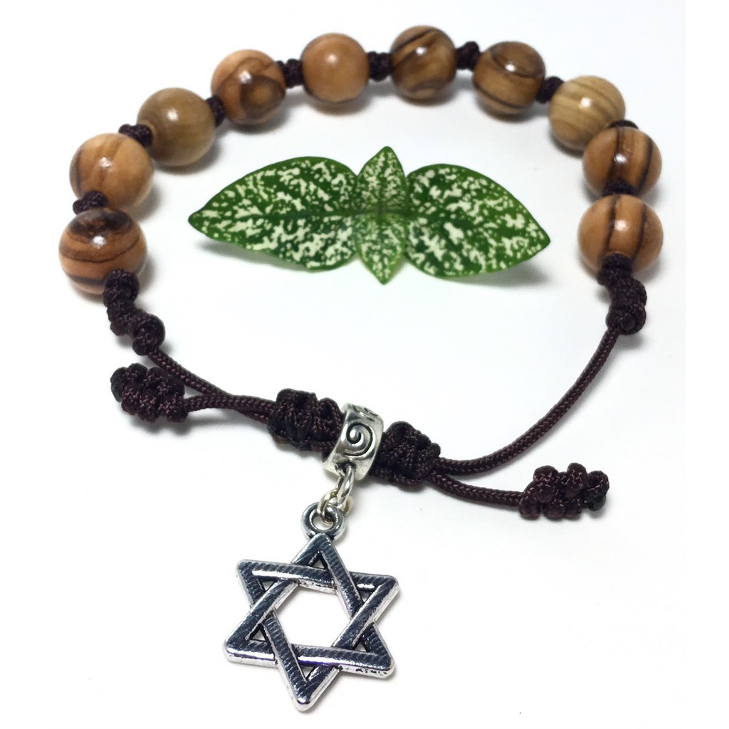 天主教聖物 以色列進口 橄欖木 念珠 手鍊 大衛星 12mm 8251218