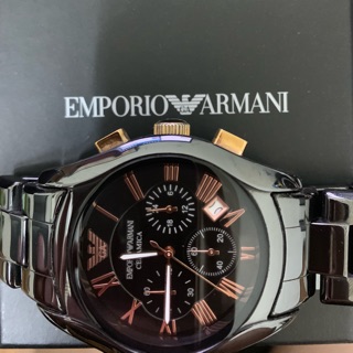 EMPORIO ARMANI 玫瑰金陶瓷錶 AR1410