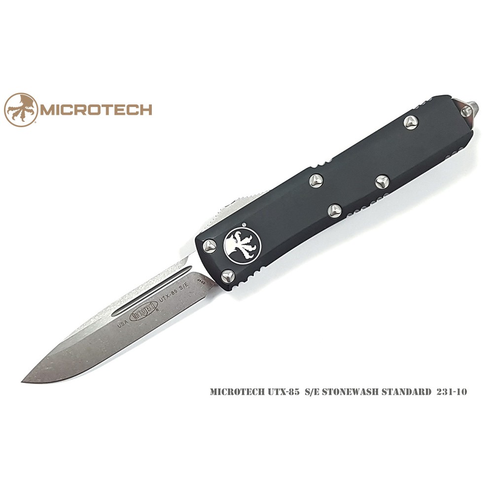 Microtech UTX-85 黑鋁柄彈簧刀(M390鋼石洗平刃)