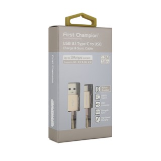 First Champion 1.2米 USB 3.1 Type-C 至 USB 快充傳輸線 黑/金/粉紅色