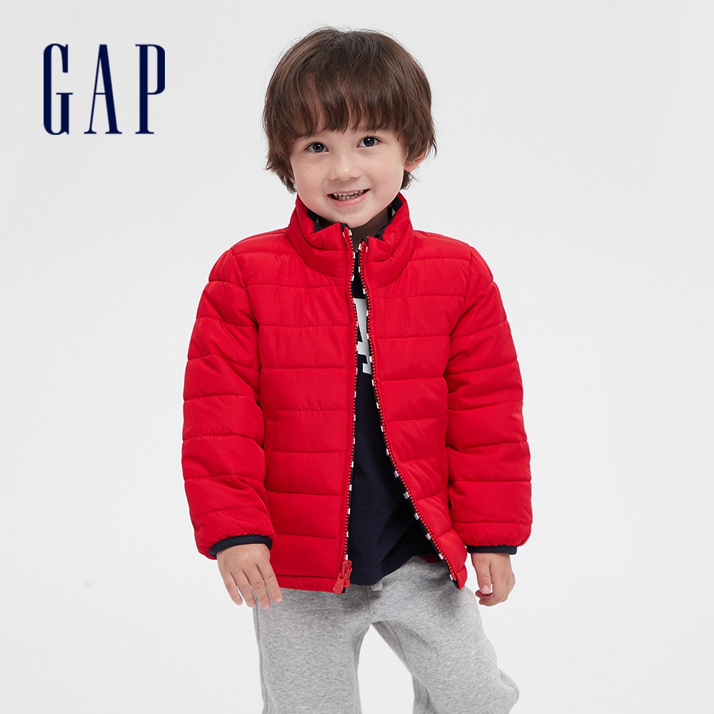 Gap 男幼童裝 時尚迷彩印花拉鍊立領外套-紅色(593411)