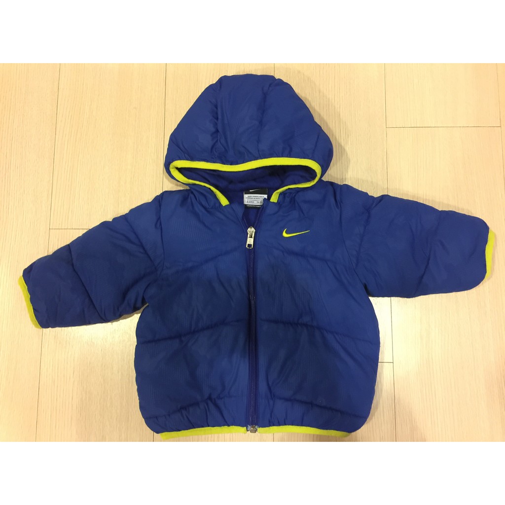 正品 nike 6m/9m/12m  藍色防風舖棉 連帽外套 75cm   厚刷毛保暖 男寶孩