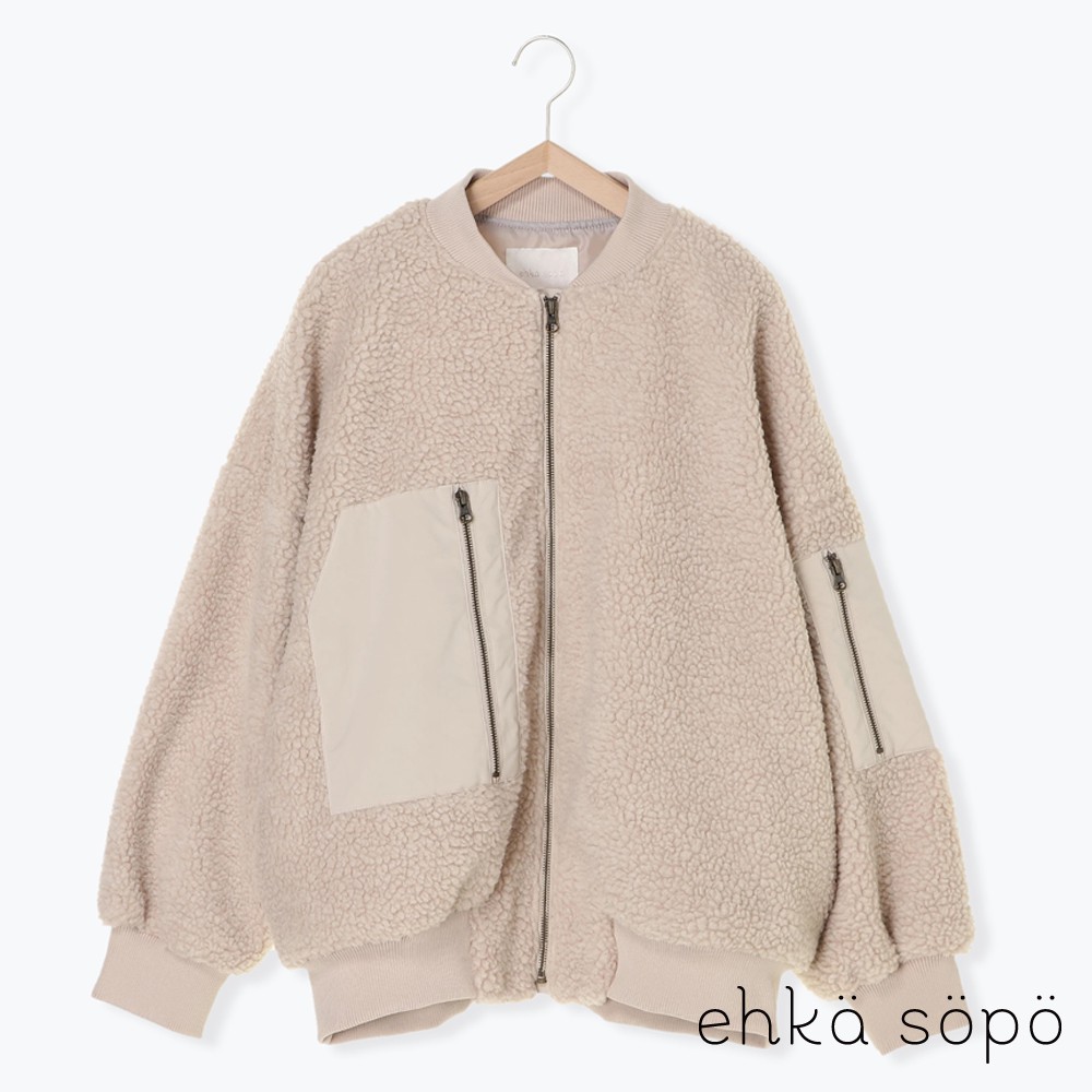 Ehka Sopo 異素材拼接毛絨ma 1夾克大衣 Ff07l0z0280 蝦皮商城 Line購物