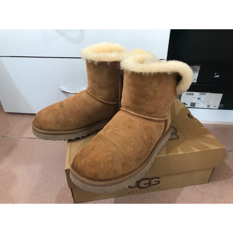 正品 UGG 駝色 雪靴 EUR38 二手 蝴蝶結