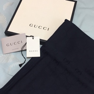 ❤️ 全新 Gucci 經典logo 圍巾 深藍色 附盒裝