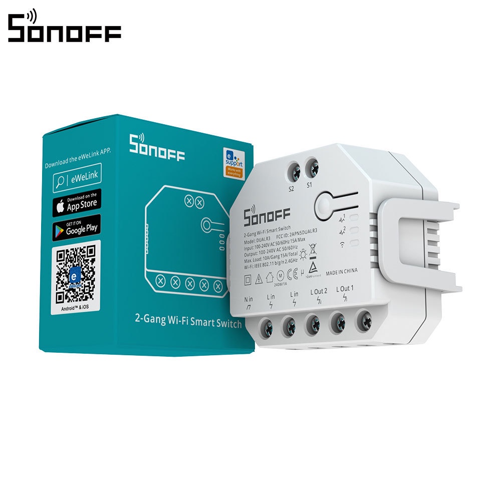 克萊數碼-家電控制器 app控制遠程控制器Sonoff DUALR3易微聯Wifi智慧開關模塊雙路雙控捲簾電量遠程檢測關