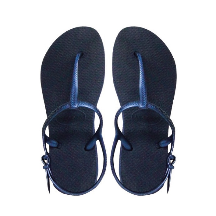 HAVAIANAS．女鞋． 自由窈窕線條 FREEDOM SLIM  素面T型珠光細帶涼鞋系列．深藍．巴西集品