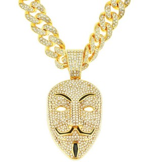 男女金銀匿名者面具滿鑽古巴鍊 國際駭客組織 金面具 銀面具 V for Vendetta V怪客 Guy Fawkes