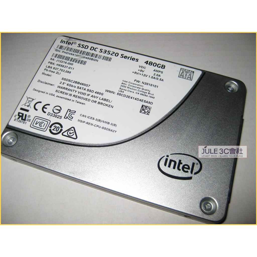 JULE 3C會社-INTEL DC SSD S3520 480GB 480G 企業級/保內/2.5/SATA 3 硬碟