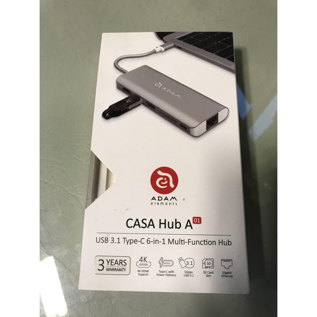 ADAM 亞果 CASA Hub A01 USB 3.1 Type C 6 合一多功能集線器 二手 網卡 RJ45