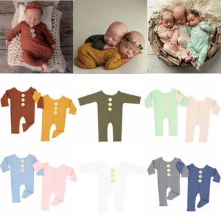 🎀CYMMHCM新生兒攝影造型服裝 嬰兒拍照寫真長袖連身衣 影樓道具 雙胞胎寶寶月子照衣服10色可選 寶貝成長紀念禮物