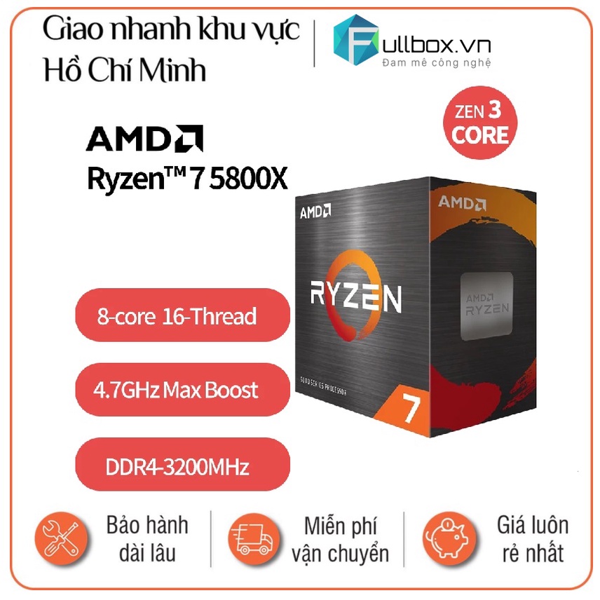 Cpu AMD 銳龍 7 5800X / 32MB / 3.8GHZ BOOST 4.7GHZ / 8 核 16 正品螺