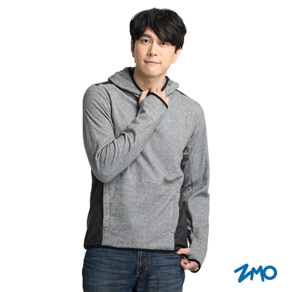 【ZMO】男連帽防風防潑水輕暖長袖衫-深灰色