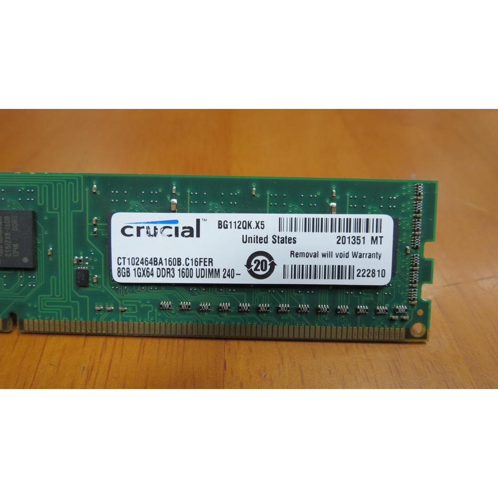 Crucial 美光CT102464BA160B.C16FER 8GB DDR3-1600桌上型(雙面)記憶體