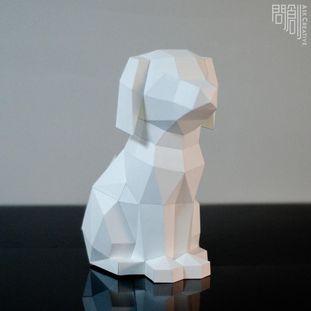 問創設計 DIY手作3D紙模型 禮物 擺飾 狗狗系列 - 坐挺挺的拉布拉多 (4色可選)