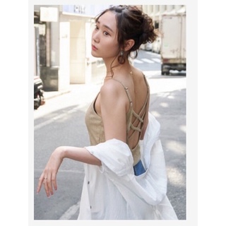 日貨～全新露背交叉胸墊背心上衣（麻豆示範色）rika、日貨Kiki、yabbi