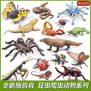 【現貨】模擬實心昆蟲模型 兒童玩具動物 蝴蝶蜜蜂蠍子蚱蜢螳螂蜻蜓蜘蛛蜥蜴 整蠱趣味 兒童早教認知擺件禮物