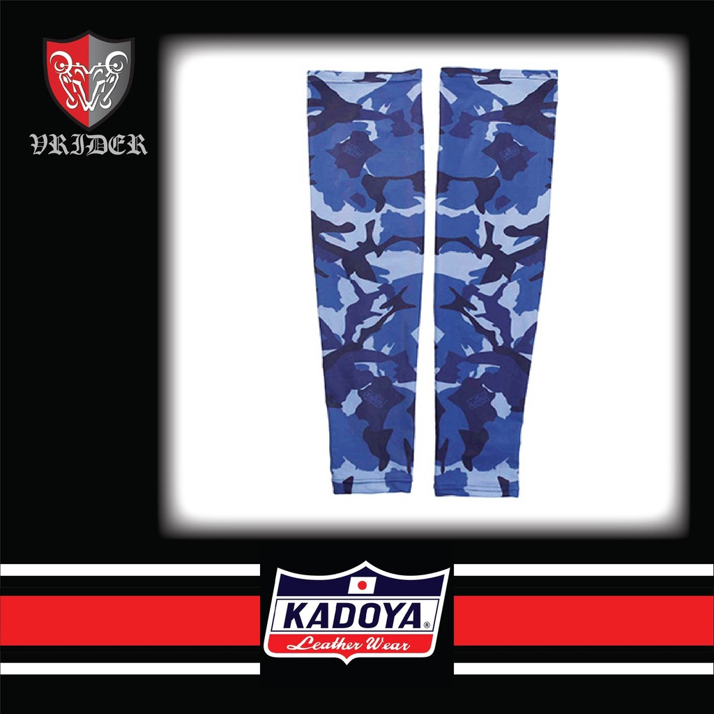 【 VRIDER 】日本 KADOYA 夏季 袖套 LEATHER CAMO 藍色 迷彩 吸濕 排汗 速乾 防曬