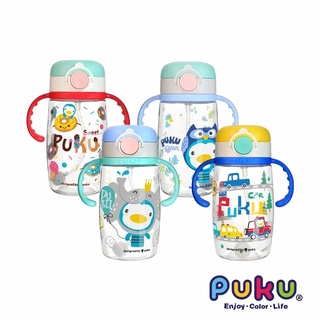 PUKU Tritan彩紅糖水杯 330ml 甜甜圈/藍海洋/灰小象/貓頭鷹