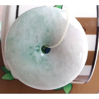 帶綠大古錢玉扣 懷古平安扣 如意扣 刮痧 刮痧片 刮痧板 翡翠 玉墜 吊墜 吊飾 掛飾 天然緬甸玉
